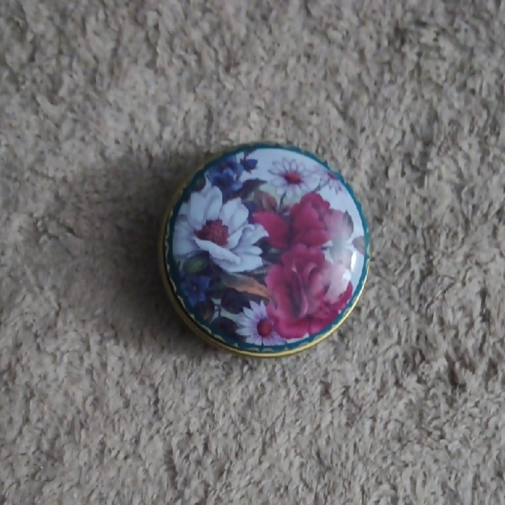 Floral Enamel Pill Container- Multicolor